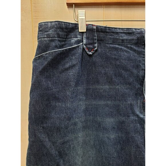 Venezia Denim Skirt Sz 20, Front slit, stretch, modest, dark wash, front pockets - Picture 3 of 7